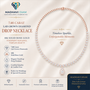Fine Jewelry Round Lab Grown Diamond Necklace | 18K <b>Solid</b> Rose <b>Gold</b> Wedding <b>Pendant</b> - Product Image 1