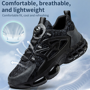New Fashion Black Labor <b>Shoes</b> Rotating Button Light Sneakers <b>Men</b> <b>Work</b> Anti-Slip Steel Toe Safety <b>Shoes</b> for Construction Factory - Product Image 3