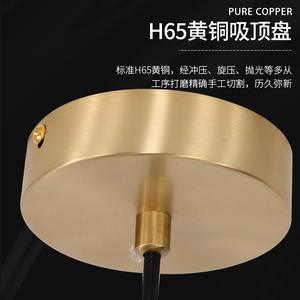 Lámpara Colgante Minimalista de Lujo, Totalmente en Cobre, con Mármol Español, Estilo Chino Moderno, para Barra de Bar, Dormitorio, Comedor, Sala de Estar - Product Image 6