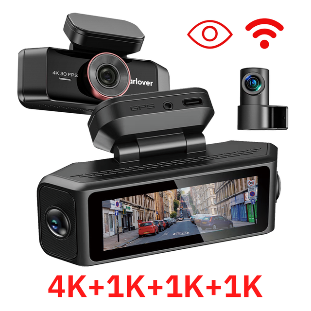 Mini 4-Channel 4K Ultra AI Dash Cam with G-Sensor 4K Night Vision Loop Recording Dashcam Right Left Front and Rear 4k Dashcam