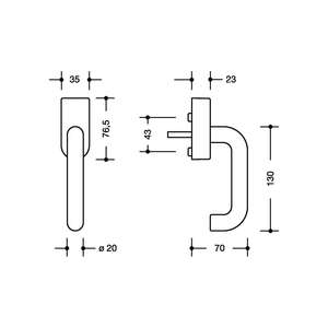 Poignée de fenêtre HEWI 90m 40 mm - Product Image 2