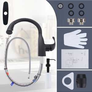 ก๊อกน้ำอ่างล้างหน้าแบบมือจับเดี่ยวสีดำพร้อมหัวจ่ายสบู่ - Product Image 6