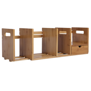 Bamboo <b>Mini</b> Bookshelf With Drawer Desktop Storage Simple <b>Desk</b> Organizer For Student Office Use - Product Image 4