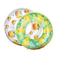 Nouveau modèle transfrontalier très vendu : Bouée de natation et ceinture de flottaison pour adulte en PVC semi-transparent écologique, gonflable manuellement, motif petit canard jaune