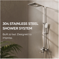 Système de douche mural moderne en acier inoxydable 304 brossé avec douchette à main, barre coulissante et mitigeur de salle de bain