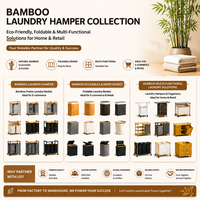 Bolsas de 3 compartimentos Cesto de ropa sucia de bambú con bolsas extraíbles Cesto para ropa sucia