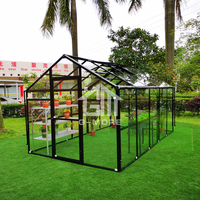 Serre classique Royal Park avec structure en aluminium ultra-résistante, résistante au vent jusqu'à 100 km/h, serre modulaire extensible en verre