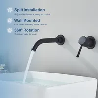 Robinet de lavabo mural moderne en laiton certifié CE, mitigeur de bain à bec pivotant, finition bronze doré
