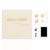 Linge d'impression personnalisé 5 premières années nouveau-né jalon Journal bébé livre de mémoire avec tampon encreur Clean-Touch