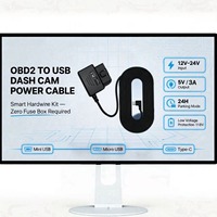 Kit de Cableado OBD a USB 12V 24V a 5V 3A con Monitor de Estacionamiento 24 Horas y Protección de Bajo Voltaje, Cable de Alimentación OBD para Cámara de Coche