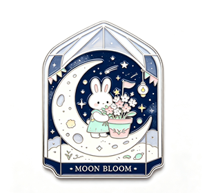 Enamel Rabbit Moon <b>Pin</b> Cartoon Brooch Zinc Alloy Lapel <b>Badge</b> Gothic Style Gift for Halloween - Product Image 1