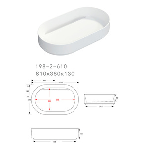 OEM personnalisé 1280 ° Vasque ovale en céramique pour projet de salle de bain, à poser sur comptoir, avec vidange dissimulée - Product Image 3