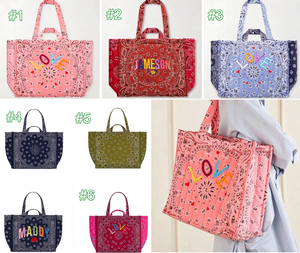<span class=keywords><strong>Borsa</strong></span> Tote Trapuntata Paisley con Ricamo Colorato a Lettere, <span class=keywords><strong>Borsa</strong></span> a Spalla Reversibile in Cotone Stampato per Spiaggia e Shopping - Product Image 4