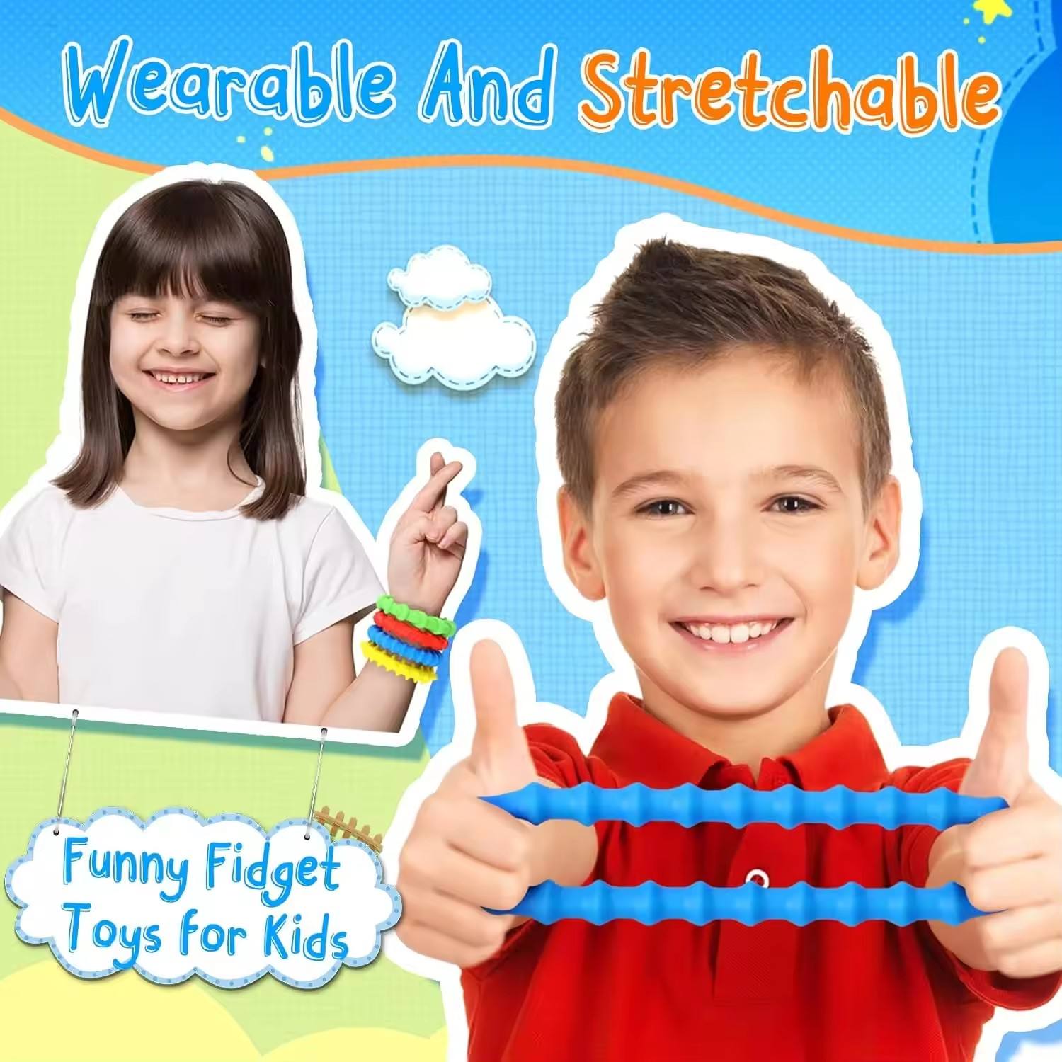 Silicone Texture Bracelet Calming Autism Quiet Fidgets Texture Anxiety Silent Toys Christmas Stocking Stuffers for Kids