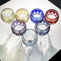 Verre à vin en cristal multicolore de style vintage Edo Kiriko, gobelet artisanal avec gravure bohème classique pour la verrerie de bar