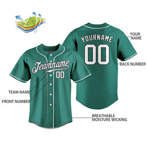 T-shirt de baseball vintage boutonné personnalisé T-shirts d'athlétisme Logo pour hommes Chemises pour jeunes Numéro Uniforme d'entraînement de l'équipe nationale - Product Image 4