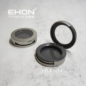 Round Empty Single Eyeshadow Case With Clear Window Top Custom Logo Metallized Cosmetic Blush <b>Compact</b> Powder Container - Product Image 5