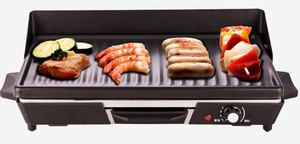 Plaque chauffante électrique antiadhésive en aluminium moulé sous pression réversible Grille à dessus plat, hamburger, œufs, plaque chauffante à crêpes Bouclier d'huile amovible - Product Image 2