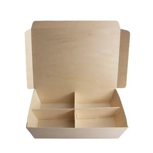 Variedad adecuada de entornos Caja Bento plegable Caja de sushi para microondas de una pieza Contenedor de comida para llevar Siamés de madera - Product Image 4