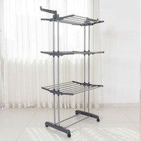 Étagère à vêtements mobile à 3 niveaux, séchoir à linge pliable et extensible, organisateur de vêtements sur pied pour économiser de l'espace