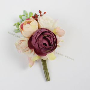 Novia roja Boda Pecho Flores Celebración Reunión Banquete Invitados Ramillete Muñeca Flor Decoración - Product Image 2
