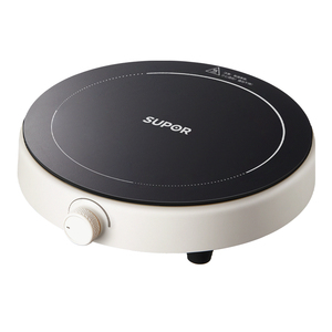 Cuisinière à induction Supor 2100W, cuisinière électrique intelligente ronde beige à brûleur unique pour usage familial avec panneau en cristal - Product Image 2