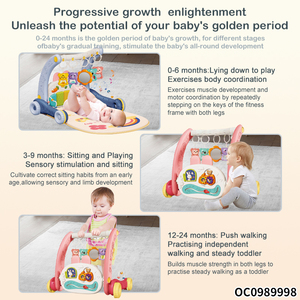 Tapis d'éveil musical 2-en-<span class=keywords><strong>1</strong></span> de bonne qualité avec <span class=keywords><strong>piano</strong></span>, trotteur et animaux suspendus pour <span class=keywords><strong>bébé</strong></span> - Product Image 5