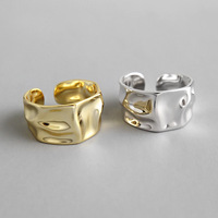 S925 argent pur Concave convexe ridé anneau réglable 18k bague en or accessoires de mode cadeaux universels pour hommes et femmes