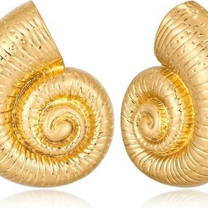 Boucles d'oreilles tendance en acier inoxydable plaqué or 18 carats, motif coquillage marin, pour femme - Product Image 2