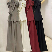 Vente en gros de vêtements pour femmes, ensembles de mode haut de gamme à manches courtes en forme de papillon, style vintage européen et américain