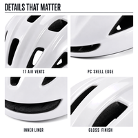 Casque de vélo pour la ville, pour hommes et femmes adultes, coque en PC, EPS 310g, 17 aérations, 57-62cm, doublure lavable