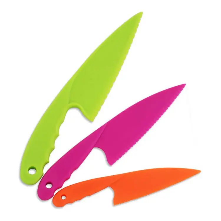 BPA Free Plastic Bread Lettuce Kitchen Knife Set 3 Piece Cooking Chef Toddlers Plastic Kids Knife