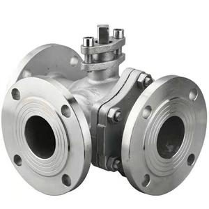 Válvula de bola de 3 vías con control manual, flangeada, de acero inoxidable 304, DN80 (3 pulgadas), tipo L, ANSI 150 (Clase 150) - Product Image 1