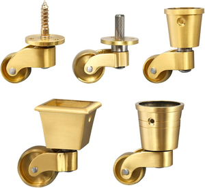 Roulettes en bronze foncé de 25 mm, roulettes encastrées pour meubles, cuivre pur massif, 360° °   Roulettes pivotantes pour canapés et armoires - Product Image 3