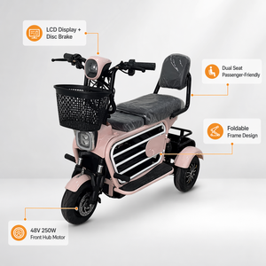 Tricycle électrique 48v 250w à deux places, moteur avant, tricycle multifonction, moto 48v, vélo électrique <span class=keywords><strong>pliable</strong></span> à 3 roues - Product Image 1