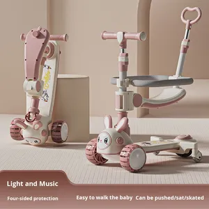 Patinete moderno 3 en 1 para niños de 1 a 6 años <span class=keywords><strong>Push</strong></span> & Ride Music & Light-Up Juguete plegable para exteriores con tres ruedas de plástico - Product Image 5