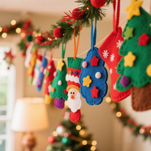 Ornamenti personalizzati per albero di natale fai da te pendente in feltro appeso a parete decorazioni per pupazzo di neve di natale Babbo Natale per <span class=keywords><strong>feste</strong></span> - Product Image 6