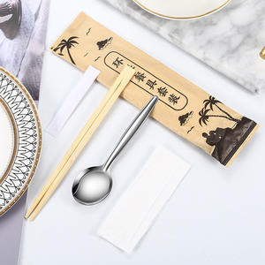 Stainless Steel Disposable Spoon Set For Travel With Paper Towels And <b>Toothpicks</b> Four In One Tableware - Product Image 5