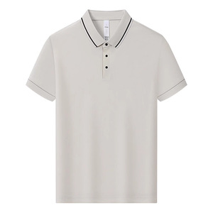 Polo Shirt Solid Color Polyester Fiber Contrast Trim Daily Wear - Product Image 4