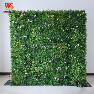 SMOOTH Luxury Events Birthday Party Decoration Fabric Backing Green Flower Wall With <b>White</b> Flowers - Product Image 5