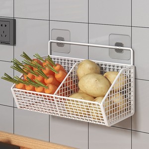 Metal <strong>Wall</strong> Hanging Kitchen Shelf <strong>for</strong> Onion Ginger Garlic Condiments Spice Fruit <strong>Storage</strong> Rack Punch-Free <strong>Wall</strong> Drain <strong>Basket</strong> - Product Image 3