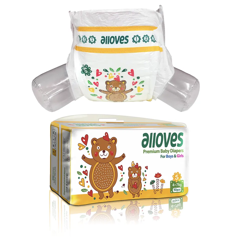 Baby Rompers Diapers Anti-Leak Leak Guard with Soft Breathable Absorption Factory Alloves Korean Bulk Diapers for Babies