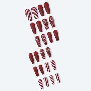 <span class=keywords><strong>Uñas</strong></span> Postizas <span class=keywords><strong>Navideñas</strong></span> Bufenia, 24 Piezas, Diseño <span class=keywords><strong>de</strong></span> Copo <span class=keywords><strong>de</strong></span> Nieve, Estilo Bailarina, Cobertura Completa, Acrílicas, Pre-diseñadas, Forma Ataúd, Longitud Media, para Mujer - Product Image 3