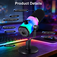 Microphone à condensateur USB A17 avec éclairage RGB dynamique pour le gaming et l'enregistrement de podcasts, équipement de studio de bureau pour utilisation sur ordinateur