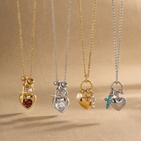 Nouveau collier pendentif en forme de croix rouge en zircon plaqué or en acier inoxydable pour femmes, bijoux tendance