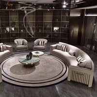 Hochwertiges Modernes Luxus-Ecksofa Halbmond-Kurvensofa-Set Italienisches Echtleder Gepolstert Schaumstoffgefüllt Edelstahl-Beine