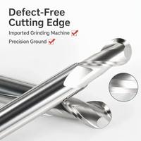 Fraise à queue sphérique en carbure de tungstène brillant, 2 dents, HRC55, pour aluminium, pour routeur CNC, 4mm/6mm