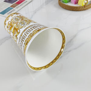 Vase de table en céramique moderne, grande ouverture, glaçure jaune créative, arrangement floral - Product Image 3