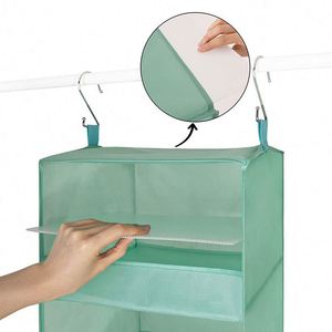 Water Proof Oxford 3 Shelf <b>Collapsible</b> Hanging Closet Organizer with Plastic Board for Shoes Clothes Handbags - Product Image 3