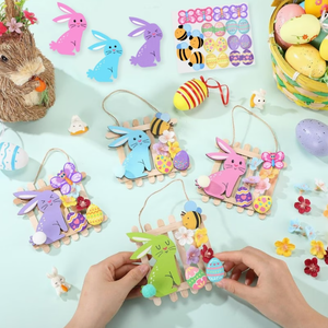 Kit de bricolage pour Pâques : Lapin en bois, œuf, abeille, papillon, ornements avec fleurs artificielles et bâtonnets - Product Image 5